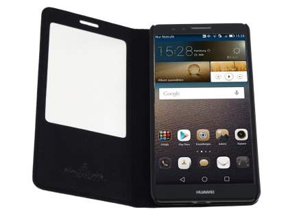 Premium Leather Smart View Case With Stand for Huawei Ascend Mate7 - Classic Black