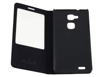 Premium Leather Smart View Case With Stand for Huawei Ascend Mate7 - Classic Black