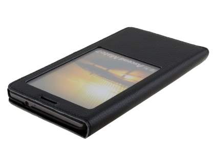 Premium Leather Smart View Case With Stand for Huawei Ascend Mate7 - Classic Black