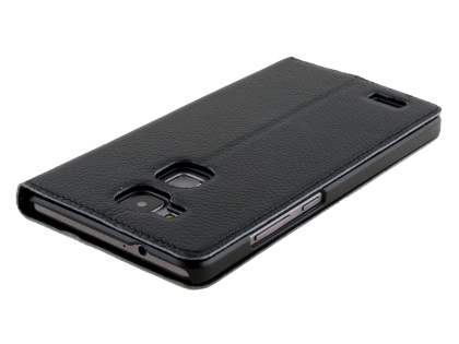 Premium Leather Smart View Case With Stand for Huawei Ascend Mate7 - Classic Black