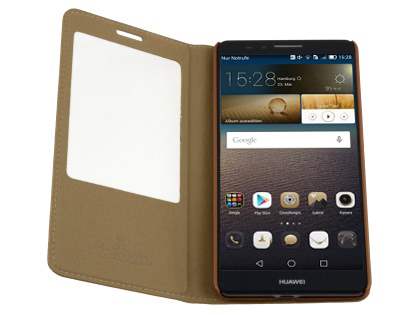 Premium Leather Smart View Case With Stand for Huawei Ascend Mate7 - Brown