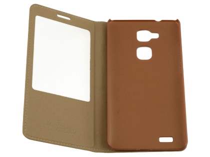 Premium Leather Smart View Case With Stand for Huawei Ascend Mate7 - Brown