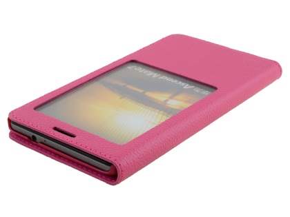 Premium Leather Smart View Case With Stand for Huawei Ascend Mate7 - Pink