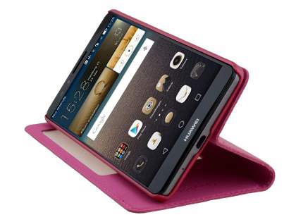 Premium Leather Smart View Case With Stand for Huawei Ascend Mate7 - Pink