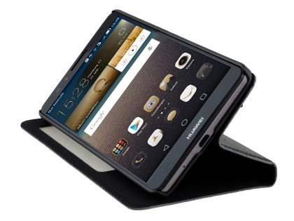 Premium Leather Smart View Case With Stand for Huawei Ascend Mate7 - Classic Black