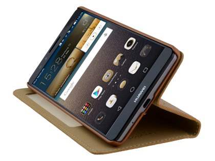Premium Leather Smart View Case With Stand for Huawei Ascend Mate7 - Brown