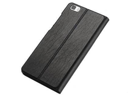 Premium Leather Smart View Case for Huawei P8Lite - Classic Black