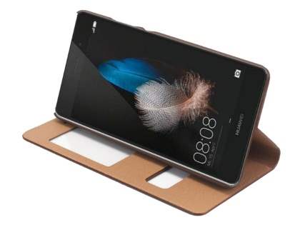 Premium Leather Smart View Case for Huawei P8Lite - Classic Black