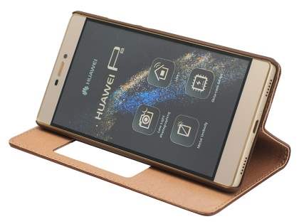 Premium Leather Smart View Case for Huawei P8 - Rosewood