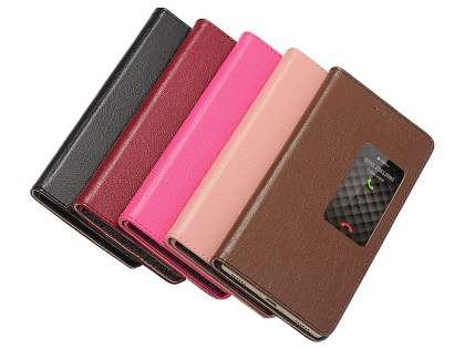 Premium Leather Smart View Case for Huawei P8 - Rosewood
