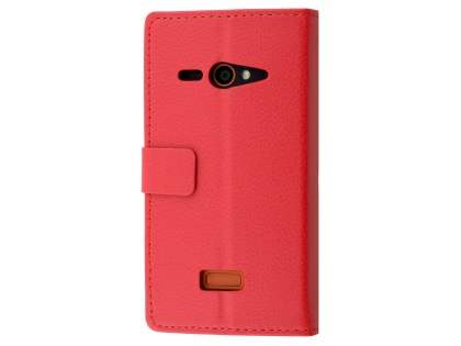 Slim Synthetic Leather Wallet Case with Stand for Telstra Tough Max - T84 - Red Leather Wallet Case