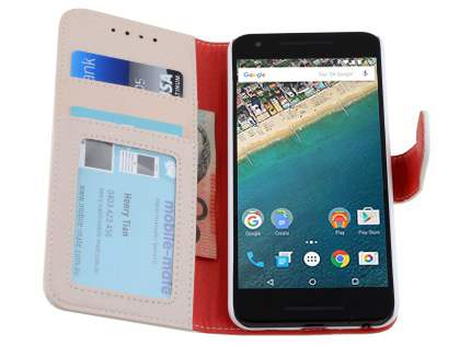 Slim Synthetic Leather Wallet Case with Stand for LG Nexus 5X - Pearl White