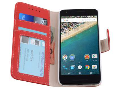 Slim Synthetic Leather Wallet Case with Stand for LG Nexus 5X - Red