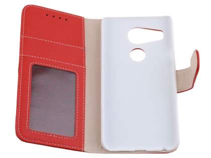 Slim Synthetic Leather Wallet Case with Stand for LG Nexus 5X - Red