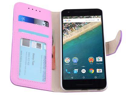 Slim Synthetic Leather Wallet Case with Stand for LG Nexus 5X - Light Purple