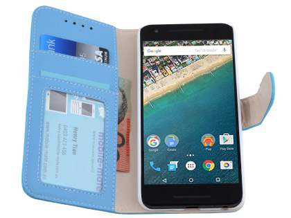 Slim Synthetic Leather Wallet Case with Stand for LG Nexus 5X - Sky Blue