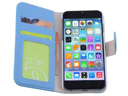 Synthetic Leather Wallet Case with Stand for iPhone 6s Plus/6 Plus - Sky Blue