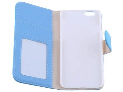 Synthetic Leather Wallet Case with Stand for iPhone 6s Plus/6 Plus - Sky Blue