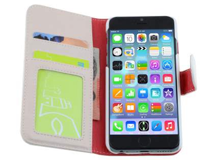 Synthetic Leather Wallet Case with Stand for iPhone 6s Plus/6 Plus - Pearl White