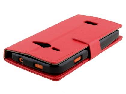 Slim Synthetic Leather Wallet Case with Stand for Telstra Tough Max - T84 - Red