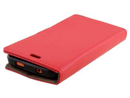 Slim Synthetic Leather Wallet Case with Stand for Telstra Tough Max - T84 - Red