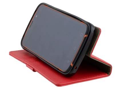 Slim Synthetic Leather Wallet Case with Stand for Telstra Tough Max - T84 - Red