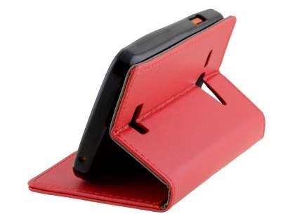Slim Synthetic Leather Wallet Case with Stand for Telstra Tough Max - T84 - Red