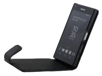 Synthetic Leather Flip Case for Sony Xperia Z5 Compact - Classic Black