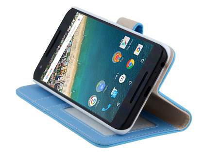 Slim Synthetic Leather Wallet Case with Stand for LG Nexus 5X - Sky Blue