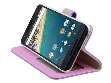 Slim Synthetic Leather Wallet Case with Stand for LG Nexus 5X - Light Purple