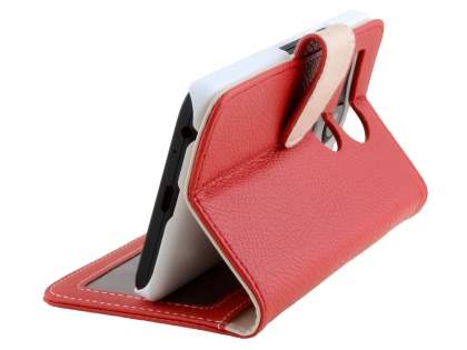 Slim Synthetic Leather Wallet Case with Stand for LG Nexus 5X - Red