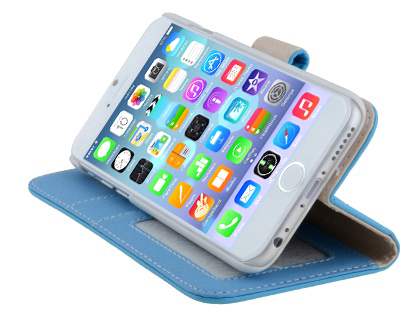 Synthetic Leather Wallet Case with Stand for iPhone 6s Plus/6 Plus - Sky Blue