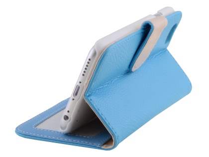 Synthetic Leather Wallet Case with Stand for iPhone 6s Plus/6 Plus - Sky Blue