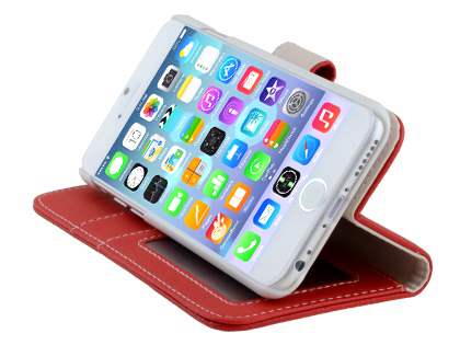 Synthetic Leather Wallet Case with Stand for iPhone 6s Plus/6 Plus - Red