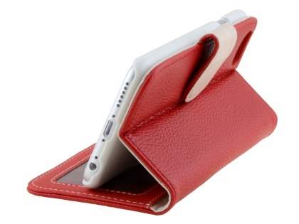 Synthetic Leather Wallet Case with Stand for iPhone 6s Plus/6 Plus - Red