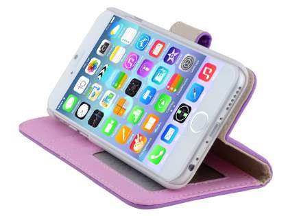 Synthetic Leather Wallet Case with Stand for iPhone 6s Plus/6 Plus - Light Purple