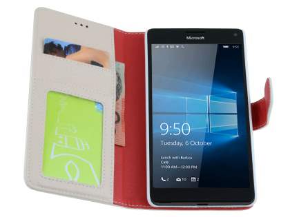 Slim Synthetic Leather Wallet Case with Stand for Microsoft Lumia 950 XL - Pearl White