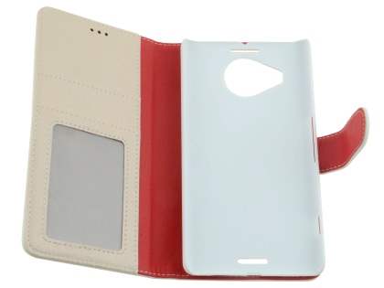 Slim Synthetic Leather Wallet Case with Stand for Microsoft Lumia 950 XL - Pearl White