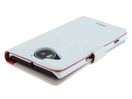 Slim Synthetic Leather Wallet Case with Stand for Microsoft Lumia 950 XL - Pearl White