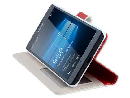 Slim Synthetic Leather Wallet Case with Stand for Microsoft Lumia 950 XL - Pearl White