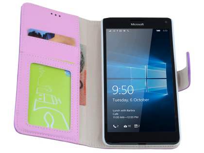 Slim Synthetic Leather Wallet Case with Stand for Microsoft Lumia 950 XL - Purple