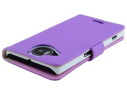 Slim Synthetic Leather Wallet Case with Stand for Microsoft Lumia 950 XL - Purple