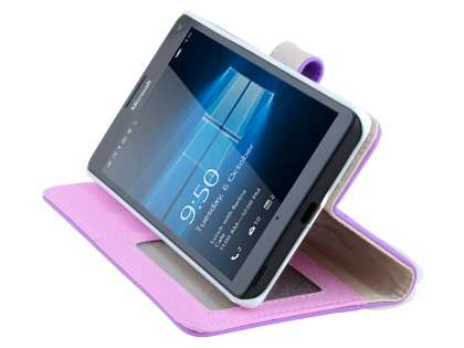 Slim Synthetic Leather Wallet Case with Stand for Microsoft Lumia 950 XL - Purple