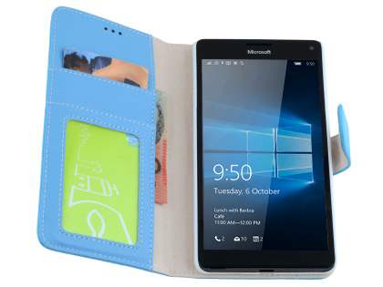 Slim Synthetic Leather Wallet Case with Stand for Microsoft Lumia 950 XL - Sky Blue