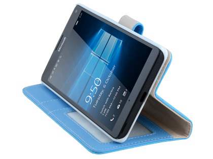 Slim Synthetic Leather Wallet Case with Stand for Microsoft Lumia 950 XL - Sky Blue