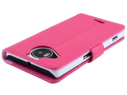 Slim Synthetic Leather Wallet Case with Stand for Microsoft Lumia 950 XL - Pink