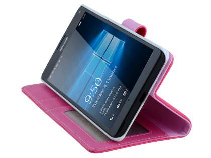 Slim Synthetic Leather Wallet Case with Stand for Microsoft Lumia 950 XL - Pink