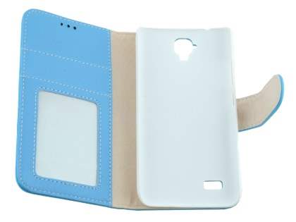 Synthetic Leather Wallet Case with Stand for Huawei Y5/Y560 - Sky Blue