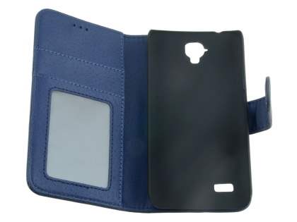 Synthetic Leather Wallet Case with Stand for Huawei Y5/Y560 - Dark Blue
