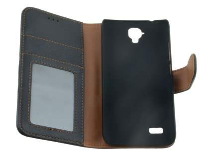 Synthetic Leather Wallet Case with Stand for Huawei Y5/Y560 - Classic Black